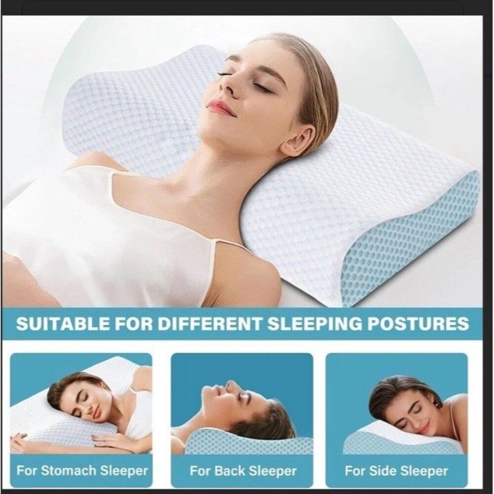 2 Pack Memory Foam Cooling Bed Pillows for Sleeping, Ergonomic - Picture 4 of 9